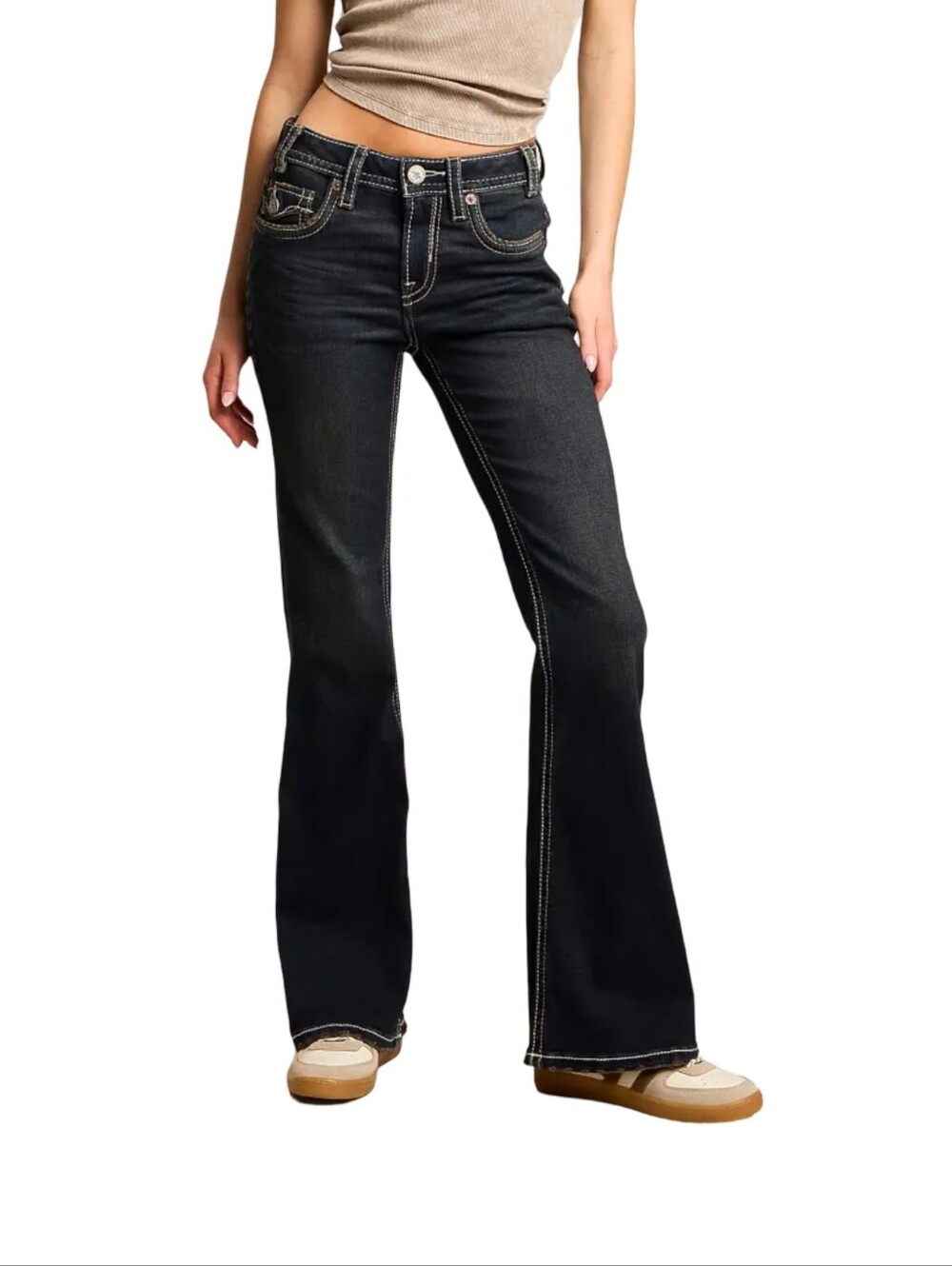 MEK Dark Wash Chicago Boot Cut Western Flare Long Jeans Size 28 X 34 New